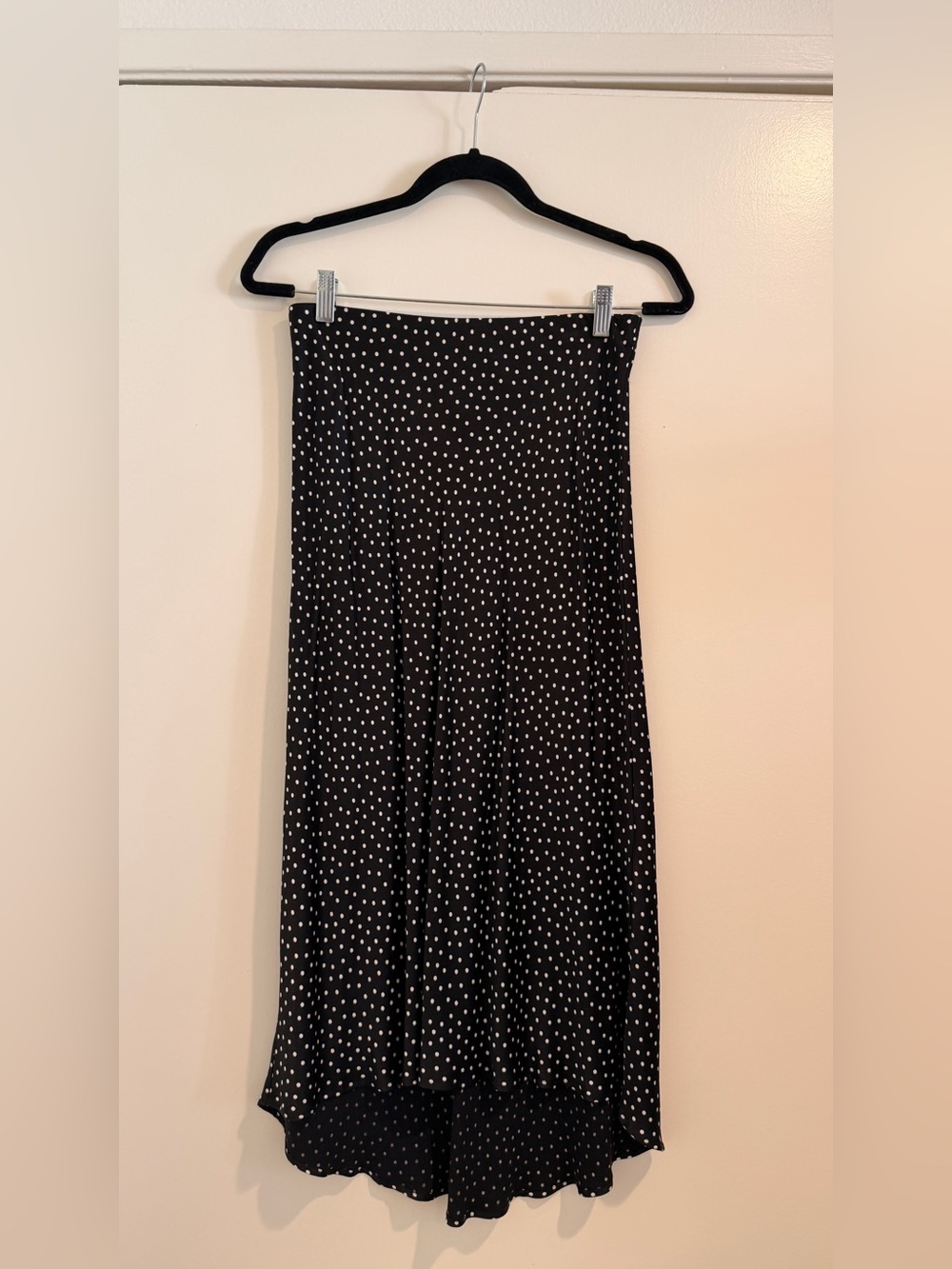 Abercrombie & Fitch Maxi Skirt High Low Black White Polka Dot Satin S